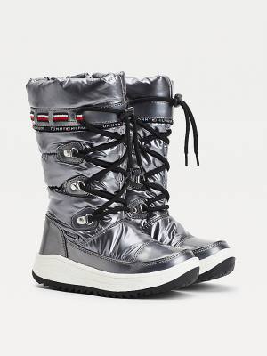 Djevojčice Tommy Hilfiger Metallic Lace-Up Snow Čizme Srebro | TH856ADM