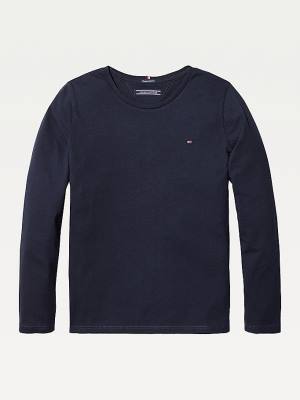 Djevojčice Tommy Hilfiger Organic Cotton Long Sleeve Top Majice Plava | TH063IDH