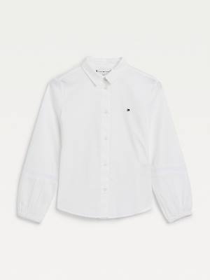 Djevojčice Tommy Hilfiger Organic Cotton Poplin Shirt Majice Bela | TH240GSY