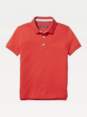 Djevojčice Tommy Hilfiger Organic Cotton Polo Shirt Majice Crveni | TH687AMR