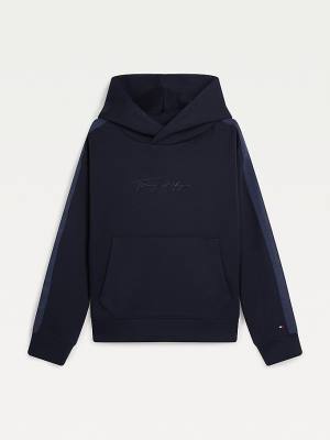 Djevojčice Tommy Hilfiger Signature Embroidery Duks Hoodie Plava | TH485YIM