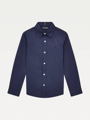 Djevojčice Tommy Hilfiger Stretch Cotton Poplin Shirt Majice Plava | TH784XHW