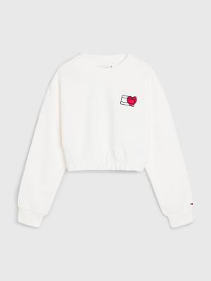 Djevojčice Tommy Hilfiger Valentines Heart Print Cropped Duksevi Bela | TH317NDK