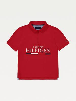 Dječake Tommy Hilfiger Adaptive Pure Cotton Polo Majice Crveni | TH176HFE