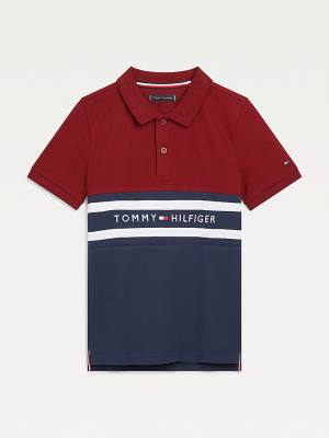 Dječake Tommy Hilfiger Colour-Blocked Logo Polo Majice Crveni | TH726OTV