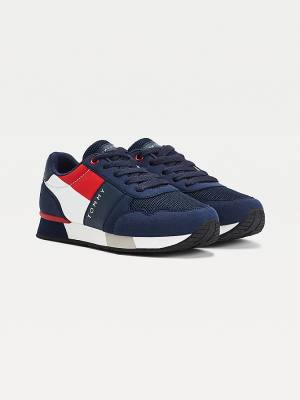 Dječake Tommy Hilfiger Contrast Panel Low-Top Lace-Up Patike Plava | TH908JUH