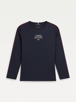 Dječake Tommy Hilfiger Contrast Tape Long Sleeve Majice Plava | TH847AVI