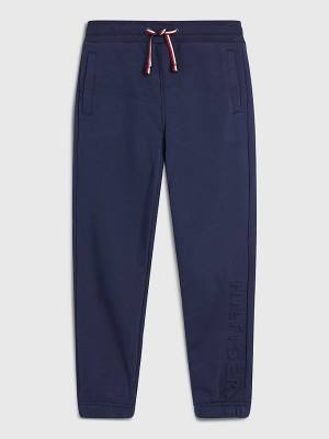 Dječake Tommy Hilfiger Embossed Logo Joggers Pantalone Plava | TH679UNI