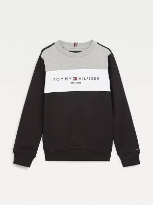 Dječake Tommy Hilfiger Essential Colour-Blocked Organic Cotton Duksevi Crna | TH236PTQ