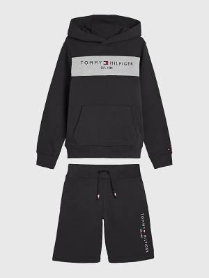 Dječake Tommy Hilfiger Essential Colour-Blocked And Shorts Set Duks Hoodie Crna | TH648SPU