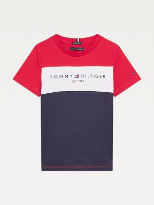 Dječake Tommy Hilfiger Essential Colour-Blocked Organic Cotton Majice Plava | TH841FRX