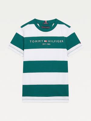 Dječake Tommy Hilfiger Essential Organic Cotton Stripe Majice Zeleno | TH398ANM