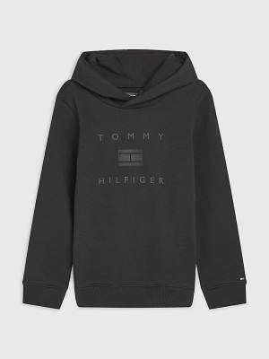 Dječake Tommy Hilfiger Flag Logo Duks Hoodie Crna | TH672OSQ