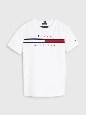 Dječake Tommy Hilfiger Flag Rib Insert Majice Bela | TH185RQH