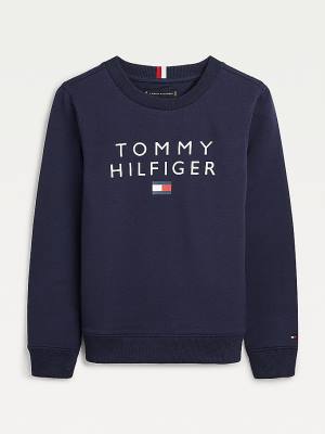 Dječake Tommy Hilfiger Front Logo Duksevi Plava | TH321XUZ