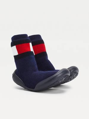 Dječake Tommy Hilfiger Knitted Colour-Blocked Slipper Sock Čizme Plava | TH394VSE