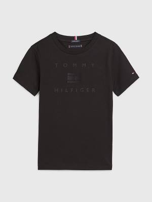 Dječake Tommy Hilfiger Logo Majice Crna | TH872PLG