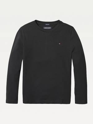 Dječake Tommy Hilfiger Long-Sleeve Organic Cotton Majice Crna | TH245BYJ