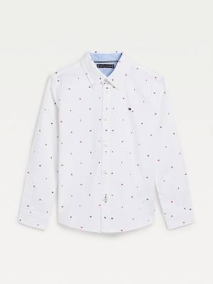 Dječake Tommy Hilfiger Micro Print Oxford Košulje Bela | TH802PAI