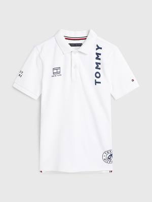 Dječake Tommy Hilfiger Multi Logo Organic Cotton Polo Majice Bela | TH146ECF