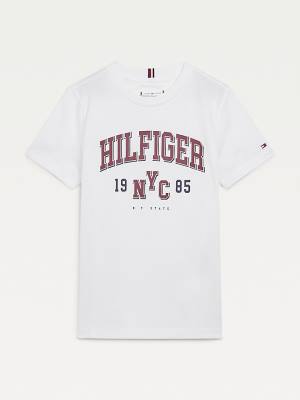 Dječake Tommy Hilfiger Organic Cotton Varsity Print Majice Bela | TH109UON