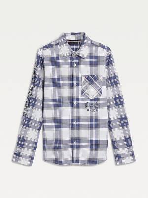 Dječake Tommy Hilfiger Stretch Oxford Cotton Check Košulje Plava | TH054NFR