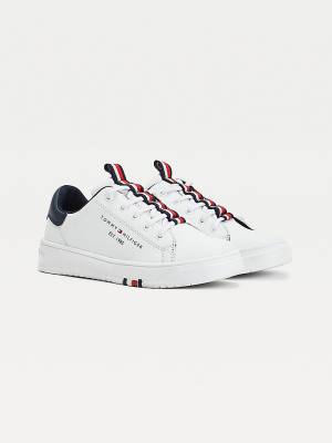 Dječake Tommy Hilfiger Stripe Webbing Low-Top Patike Bela | TH975WSK