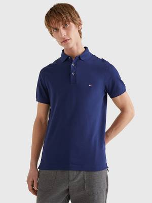 Muške Tommy Hilfiger 1985 Essential Slim Fit Polo Majice Plava | TH871SFT