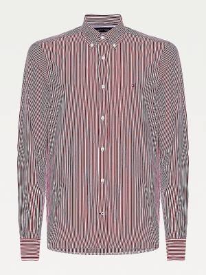 Muške Tommy Hilfiger 1985 Essential Stripe Slim Fit Košulje Crveni | TH103ELB