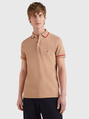 Muške Tommy Hilfiger 1985 Essential TH Flex Slim Polo Majice Braon | TH078SGQ