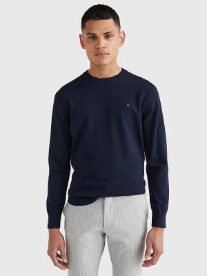 Muške Tommy Hilfiger 1985 Essential TH Flex Sweatshirt Džemper Plava | TH413TEK