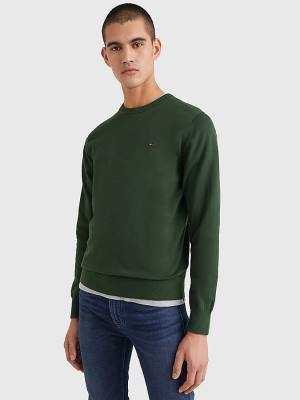 Muške Tommy Hilfiger 1985 Essential TH Flex Sweatshirt Džemper Zeleno | TH452EUX