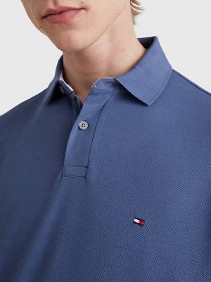 Muške Tommy Hilfiger 1985 Essential TH Flex Polo Majice Plava | TH719GRJ