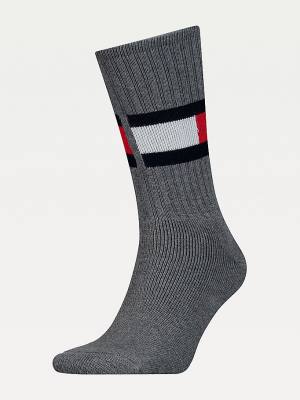 Muške Tommy Hilfiger 1-Pack Colour-Blocked Flag Čarape Siva | TH158ENQ