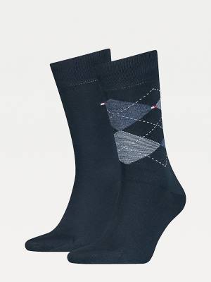 Muške Tommy Hilfiger 2-Pack Argyle Mix Čarape Plava | TH580FPR