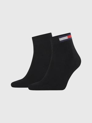 Muške Tommy Hilfiger 2-Pack Flag Ankle Čarape Crna | TH621KCJ