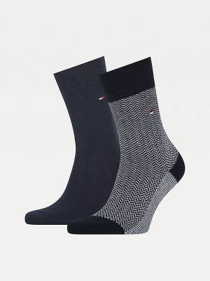 Muške Tommy Hilfiger 2-Pack Herringbone Neppy Čarape Plava | TH708GKP