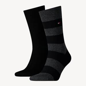 Muške Tommy Hilfiger 2-Pack Rugby Čarape Crna | TH359QAB