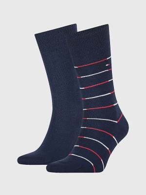 Muške Tommy Hilfiger 2-Pack Stripe Čarape Plava | TH632HDS