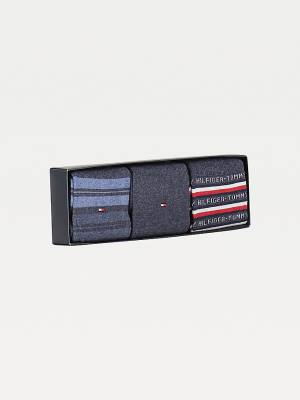 Muške Tommy Hilfiger 3-Pack Gift Box Stripe Čarape Plava | TH917PMT