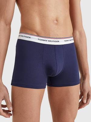 Muške Tommy Hilfiger 3-Pack Premium Logo Waistband Trunks Donji veš Plava | TH824FCA