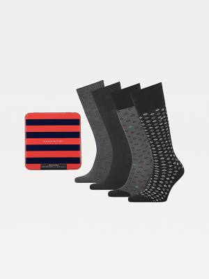 Muške Tommy Hilfiger 4-Pack Gift Box Knee-High Čarape Crna | TH954PVG