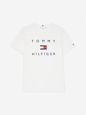 Muške Tommy Hilfiger Adaptive Pure Cotton Logo Majice Bela | TH057GSU