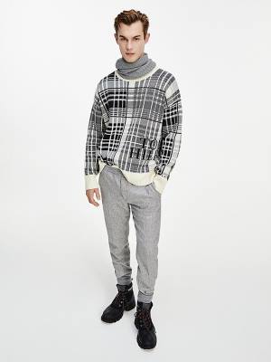 Muške Tommy Hilfiger All-Over Check Oversized Jumper Džemper Bela | TH128LRX