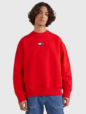 Muške Tommy Hilfiger Badge Crew Neck Duksevi Crveni | TH423SAH