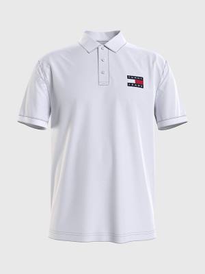 Muške Tommy Hilfiger Badge Lightweight Regular Fit Polo Majice Bela | TH748JBN