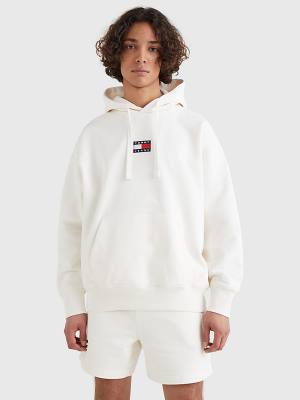 Muške Tommy Hilfiger Badge Organic Cotton Duks Hoodie Bela | TH493DLW