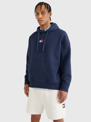 Muške Tommy Hilfiger Badge Organic Cotton Duks Hoodie Plava | TH845ZGF