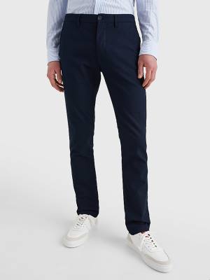 Muške Tommy Hilfiger Bleecker Basket Weave Slim Fit Chinos Pantalone Plava | TH638MVT