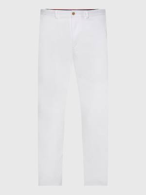 Muške Tommy Hilfiger Bleecker Satin Slim Fit Chinos Pantalone Bela | TH485VDS